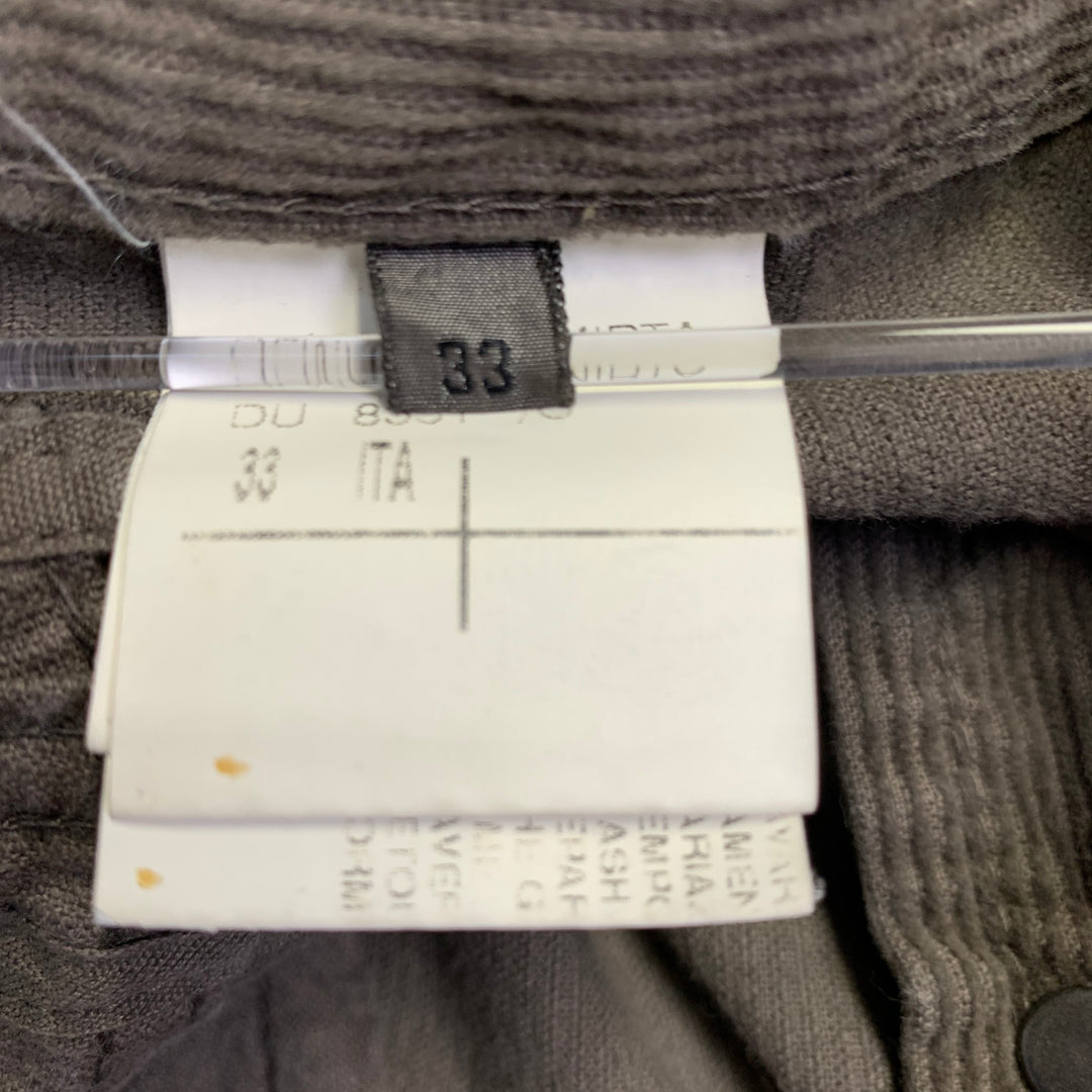 DRKSHDW Size 33 Grey Taupe Corduroy Cotton Distressed Raw Edge Button Fly Casual Pants