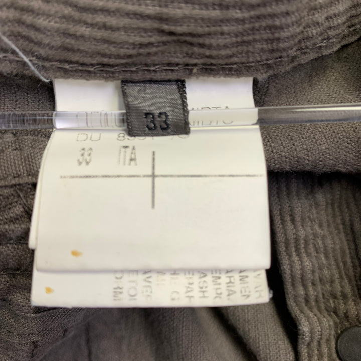 DRKSHDW Size 33 Grey Taupe Corduroy Cotton Distressed Raw Edge Button Fly Casual Pants