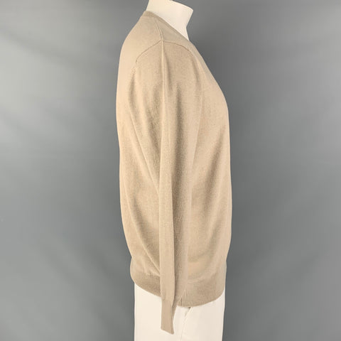 KITON Size L Beige Cashmere Silk V-Neck Pullover