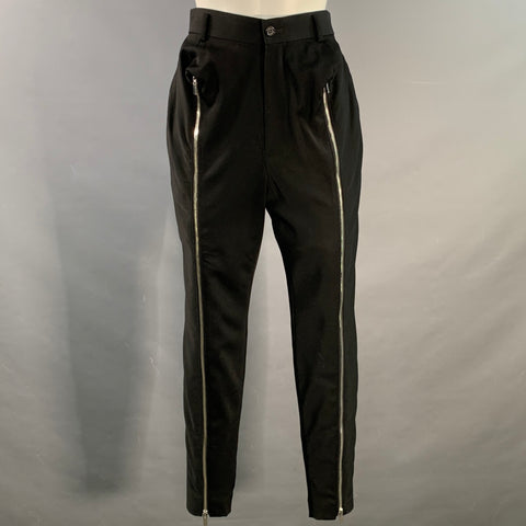 NOIR KEI NINOMIYA Size S Black Wool Zippers Tapered Casual Pants