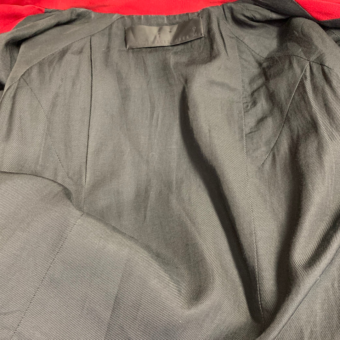 HAIDER ACKERMANN Size S Red Acetate Blend Satin Raglan Sleeve Coat