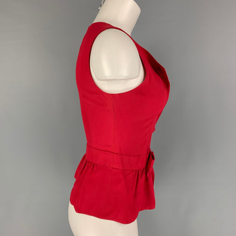 MOSCHINO COUTURE Talla 8 Blusa sin mangas de rayón de acetato rojo
