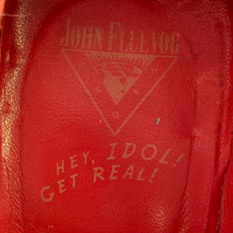 JOHN FLUEVOG Size 9 Red Lizard Embossed Leather Wingtip Chunky Heeled Loafers