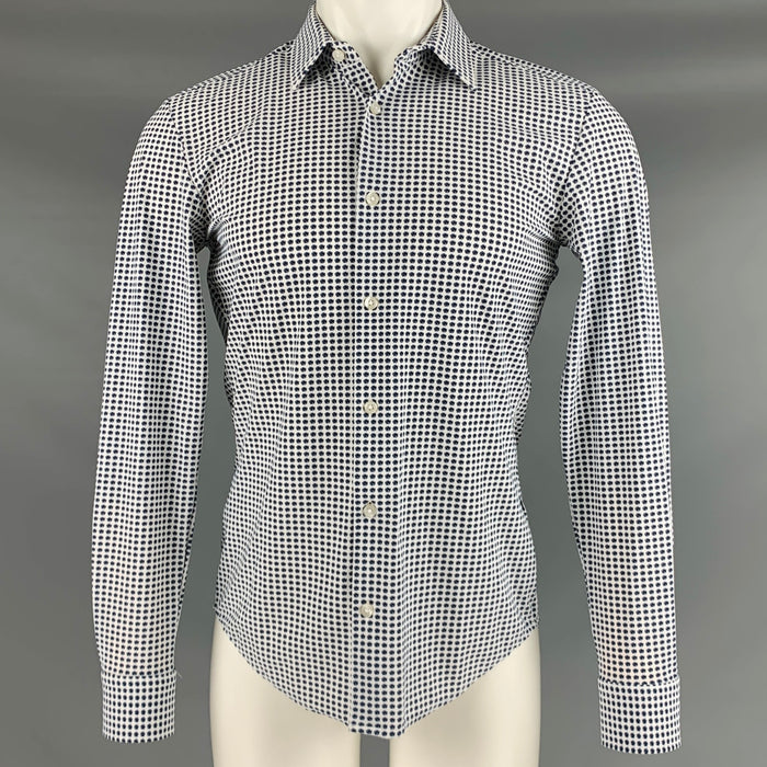 HUGO BOSS Size S White Grey Abstract Floral Stretch Slim Fit Long Sleeve Shirt