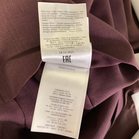 VALENTINO Chest Size 42 Burgundy Solid Mohair Blend Double Breasted 34 32 Suit