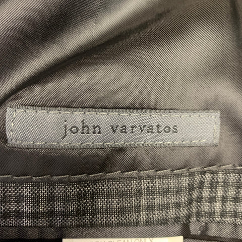 JOHN VARVATOS Size 38 Charcoal Black Checkered Wool Silk Sport Coat