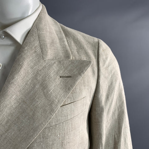 CATHCART LONDON Chest Size 38 Cream Linen Double Breasted 30 36 Suit