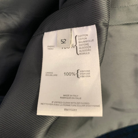 PRINGLE Size 42 Navy Plaid Cotton Velvet Notch Lapel Sport Coat