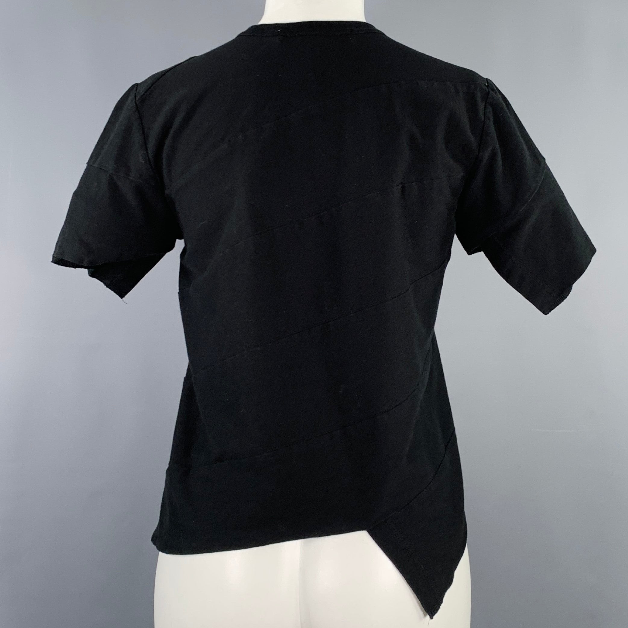 COMME des GARCONS Size M Black Cotton Asymmetrical Short Sleeve T