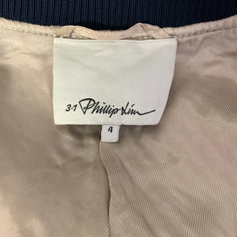 PHILLIP LIM Size 40 Pink Navy Polyester Blend Bomber Jacket