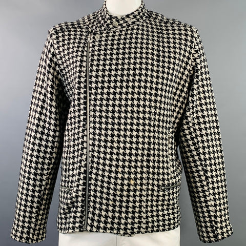 LAUREN by RALPH LAUREN Size XXXL Black Off White Wool Zip Pockets Jacket