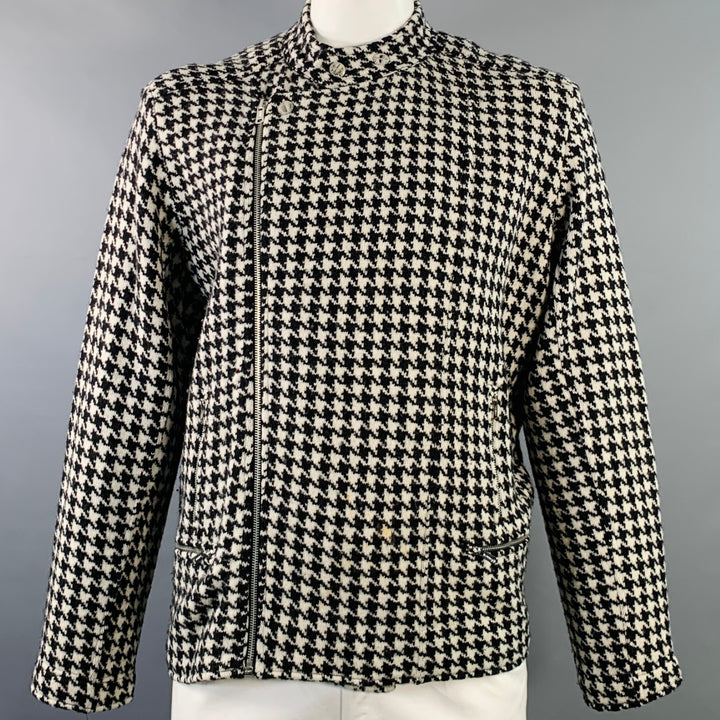 LAUREN by RALPH LAUREN Size XXXL Black Off White Wool Zip Pockets Jacket