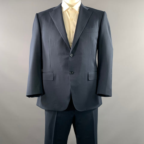 CANALI Chest Size 42 Navy Solid Wool Notch Lapel 36 29 Suit