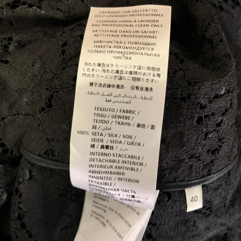 GUCCI Size S Black Silk Lace Button Up Shirt