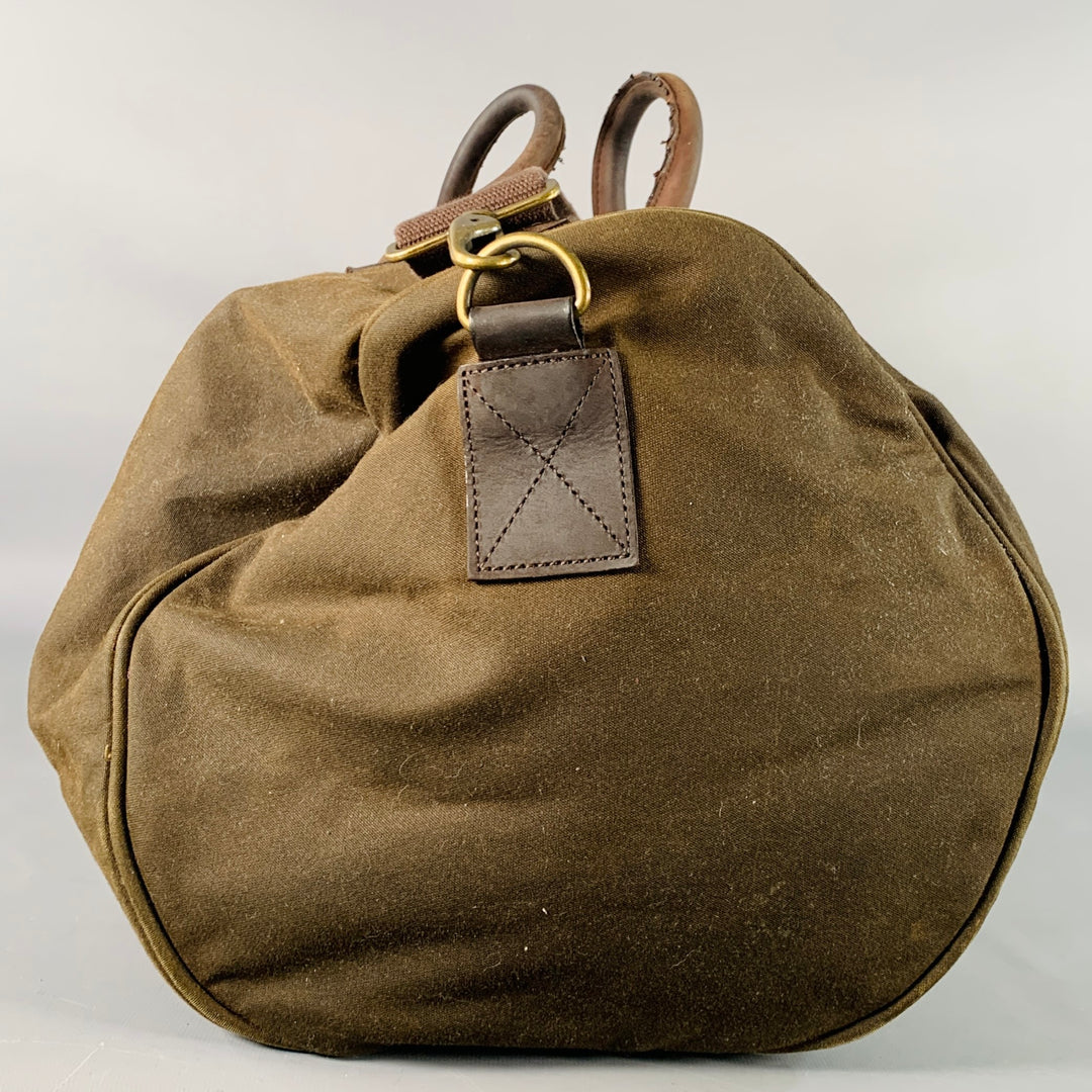 BARBOUR Wax Holdall Brown Olive Waxed Cotton Duffle Bag