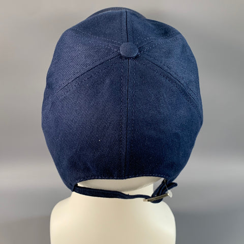 LOUIS VUITTON Size L Navy White Embroidered Cotton Hat