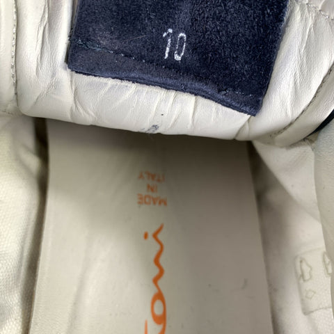 SANTONI Size 10 Navy Orange Nylon Lace Sneakers