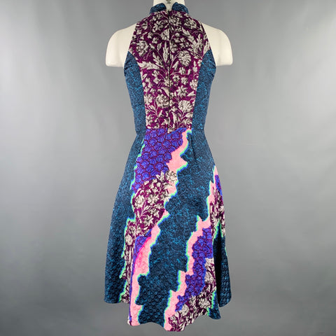 PETER PILOTTO Size 2 Blue Multi Color Floral Halter Dress