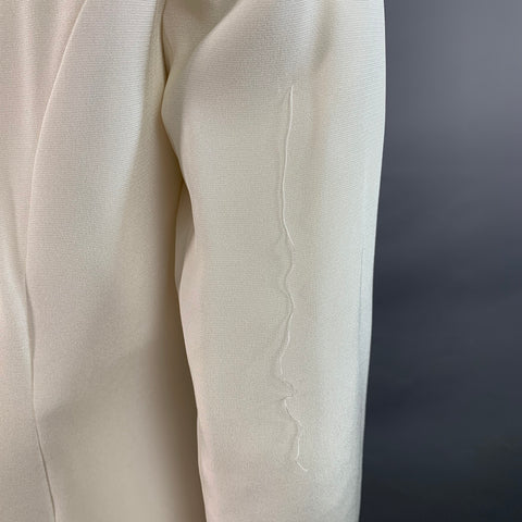 VICTORIA ROYAL Size 12 Cream Polyester Beaded Shawl Collar Jacket Blazer
