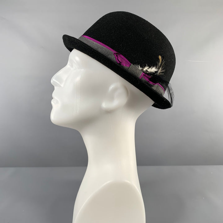 PAUL SMITH Size 7.5 Black Grey Wool Felt Hats
