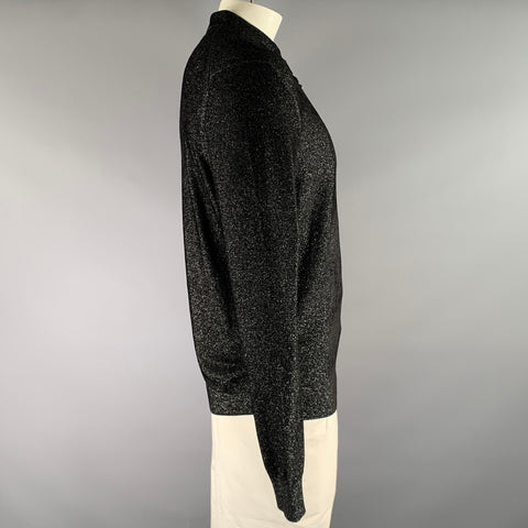 HUGO BOSS Size M Silver Grey Textured Ribbed Long Sleeve Shirt
