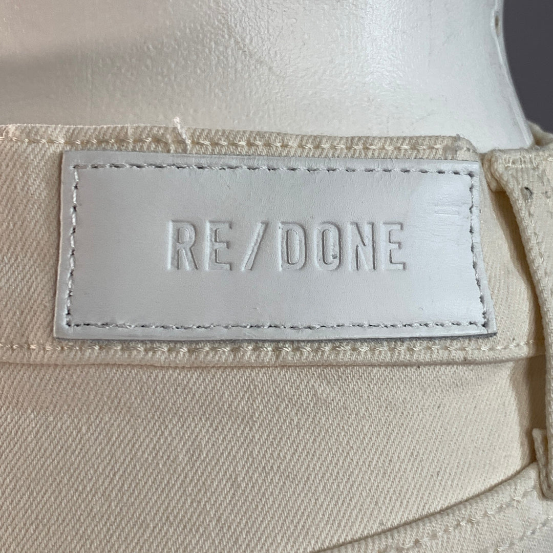 RE/DONE Size 26 Beige Cotton Blend Raw Edge Straight Button Fly Jeans