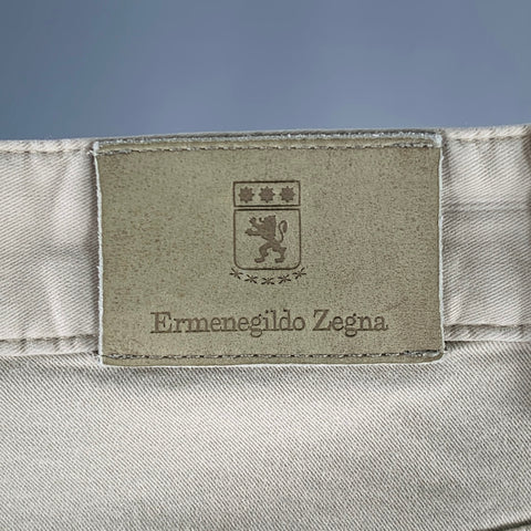 ERMENEGILDO ZEGNA Size 33 Beige Cotton Blend Straight Jeans