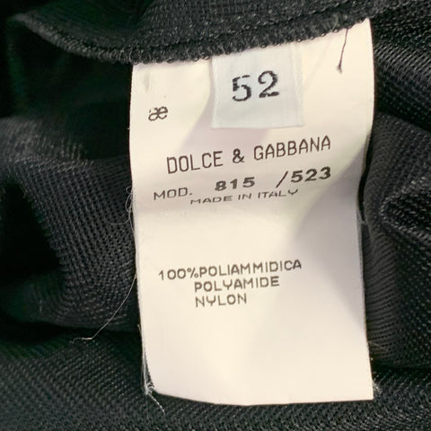 DOLCE & GABBANA Vintage Size 42 Black See Through Polyamide Single Breasted Peak Lapel Suit