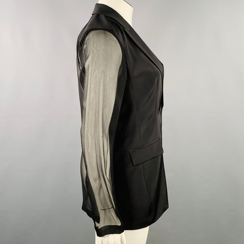 ELIE TAHARI Size 10 Black Polyester Single Button Jacket Blazer