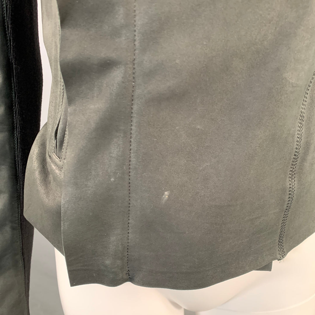 RICK OWENS Size 8 Black Lambskin Leather Biker Jacket