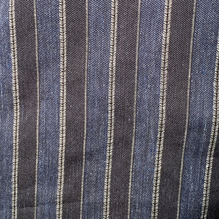 TED BAKER Size L Francoi Navy Black Stripe Linen Cotton Relaxed Camp Short Sleeve Shirt