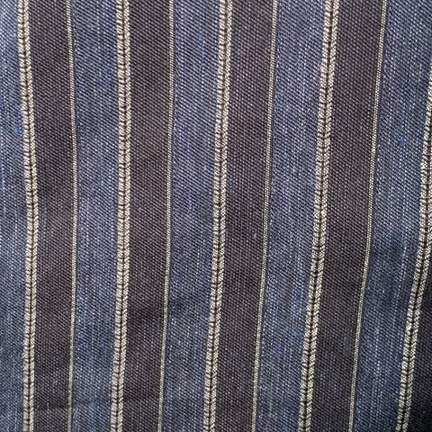 TED BAKER Size L Francoi Navy Black Stripe Linen Cotton Relaxed Camp Short Sleeve Shirt