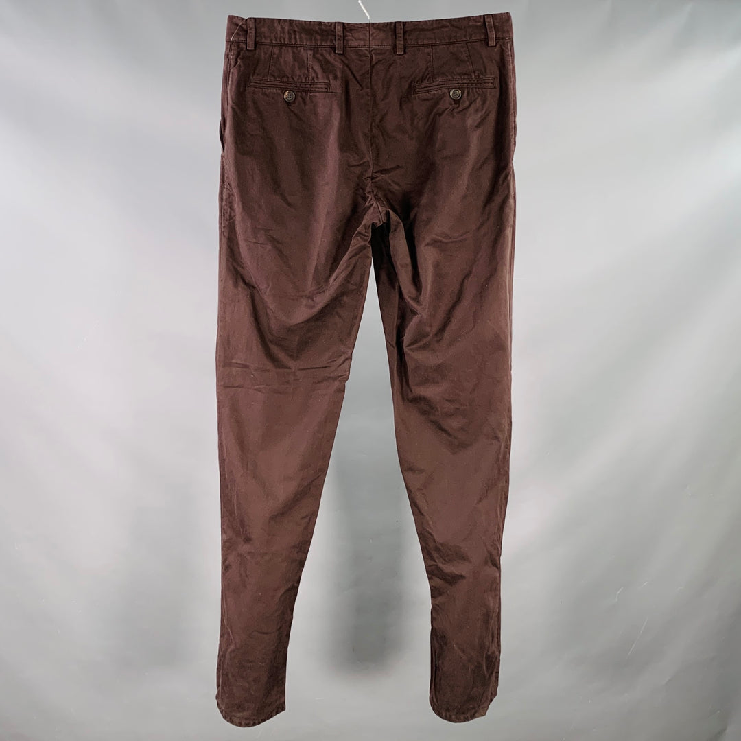 BRUNELLO CUCINELLI Size 34 Brown Twill Cotton Flat Front Casual Pants