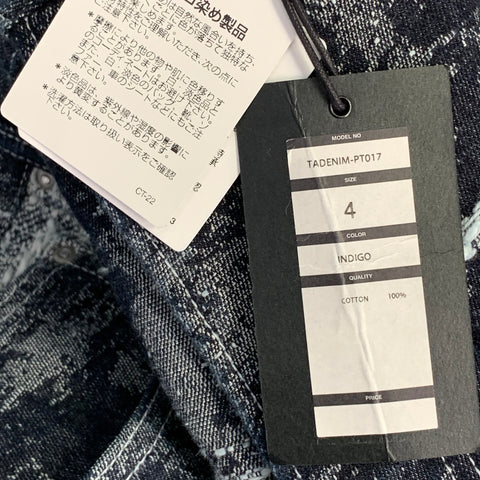 TAAKK Size 34 Navy Blue Embroidery Cotton Japanese Denim Straight Jeans