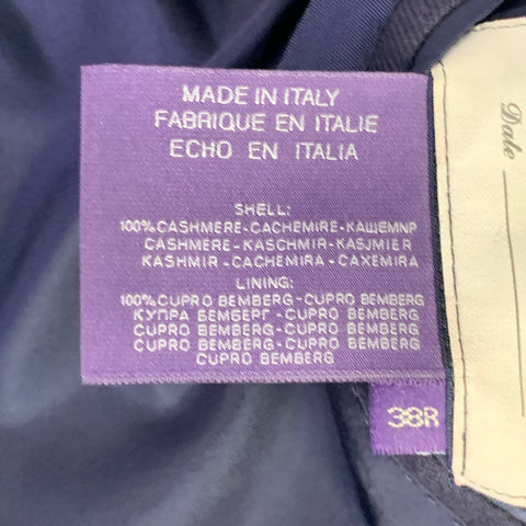 RALPH LAUREN Size 38 Regular Navy Cashmere Double Breasted Sport Coat