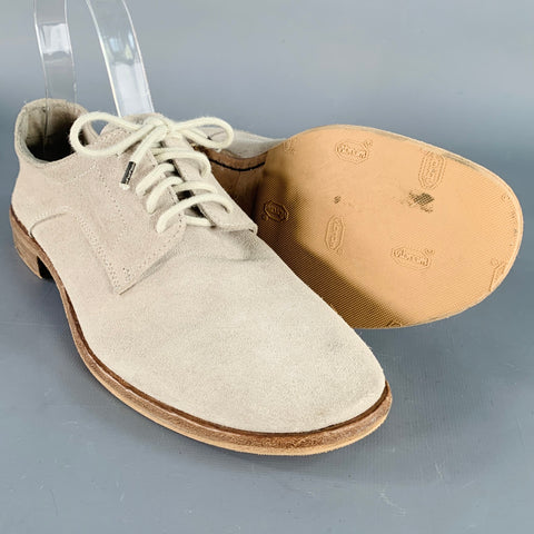 DEL CARLO Size 6.5 Grey Suede Lace-Up Derby Shoes