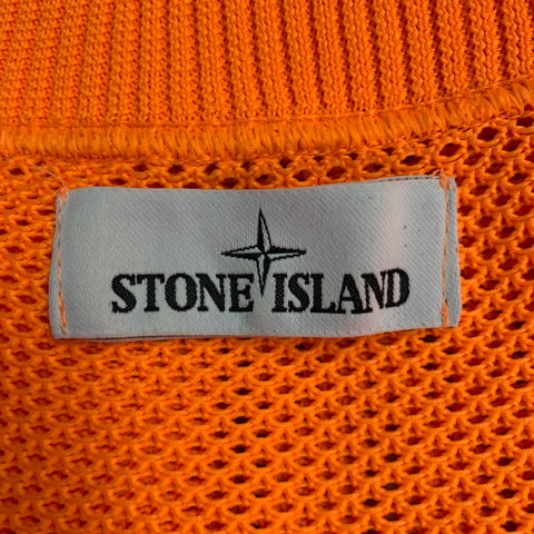 STONE ISLAND SS19 Size XL Fluo Orange Neon Mesh Polyester Zip Up Jacket
