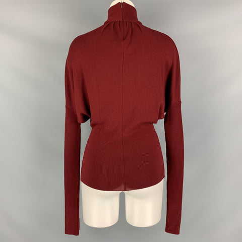 SALVATORE FERRAGAMO Talla XS Jersey acanalado de lana virgen burdeos