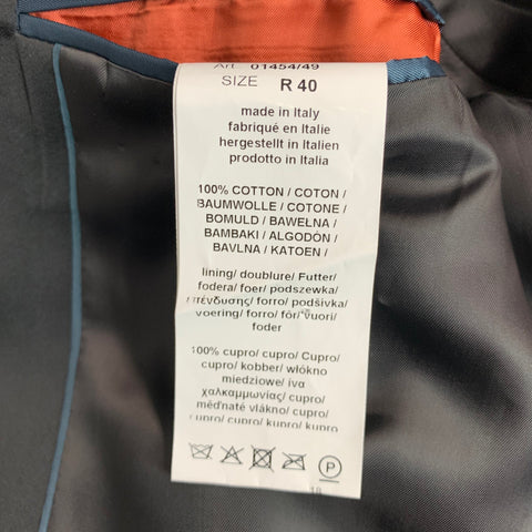 PAUL SMITH Size 40 Navy Black Floral Cotton Peak Lapel Sport Coat