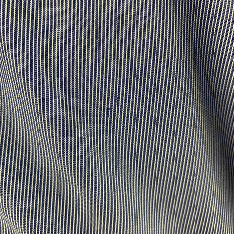 FABIO INGHIRAMI Size L Blue White Stripe Cotton One Pocket Short Sleeve Shirt