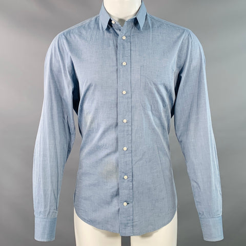 GITMAN VINTAGE Size M Blue Grey Cotton One Pocket Long Sleeve Shirt
