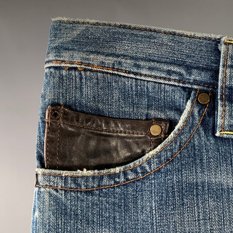 DSQUARED2 Size 28 Blue Denim Straight Five Pockets Horn Buttons Jeans