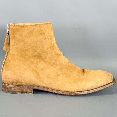MOMA Size 7.5 Tan Suede Zip Up Ankle Boots