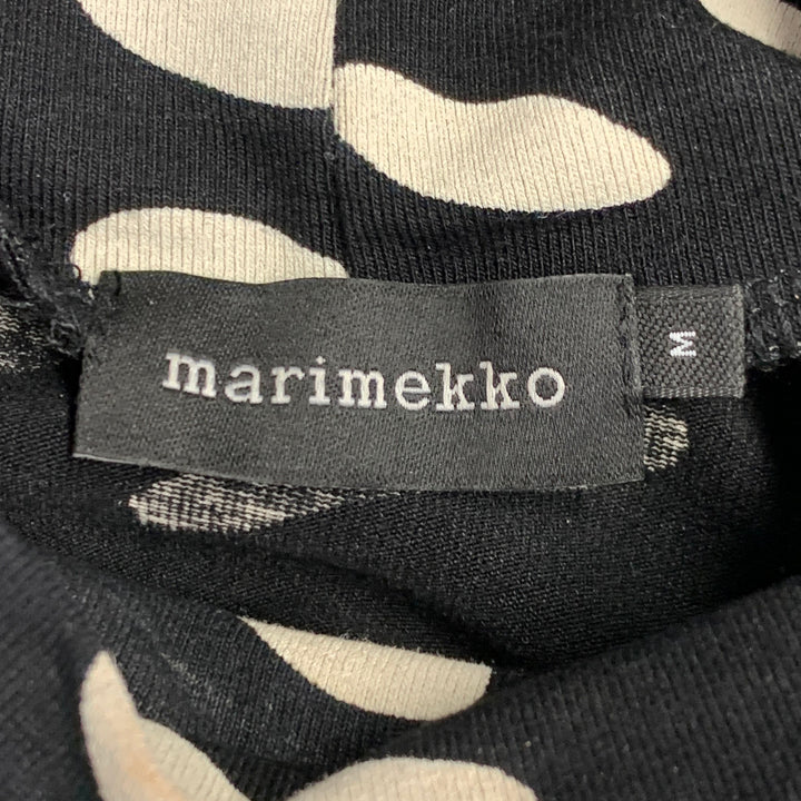 MARIMEKKO Size M Black White Jersey Dots Mock Neck Pullover