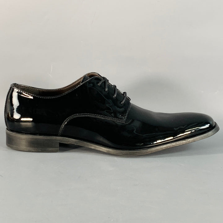 SAKS FIFTH AVENUE Size 8.5 Gibson Black Patent Leather Derby Lace-Up Shoes