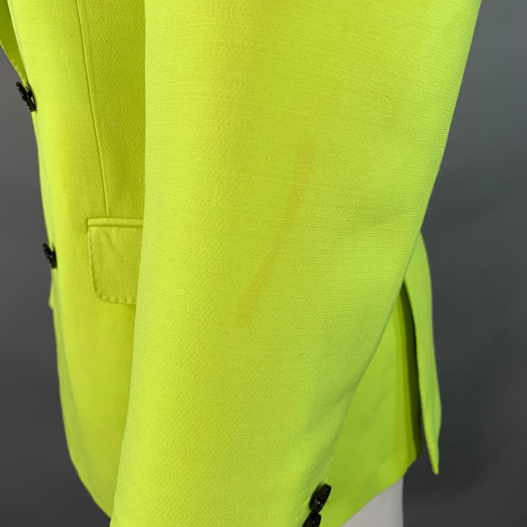 TEDDY VONRANSON Size 38 Neon Yellow Wool Silk Peak Lapel Double Breasted Sport Coat