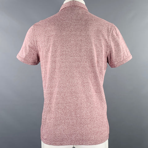 TED BAKER Size M Bary Burgundy White Textured Cotton One Pocket Polo