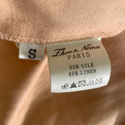 THOR & NEMA Size S Peach Silk  Linen Mini Skirt