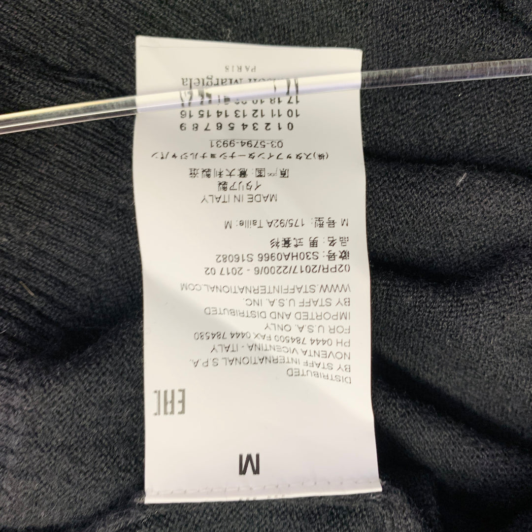 MAISON MARGIELA Size M Navy Grey Knit Suede Elbow Patches Sweater