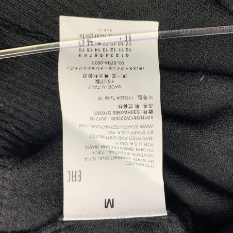 MAISON MARGIELA Size M Navy Grey Knit Suede Elbow Patches Sweater